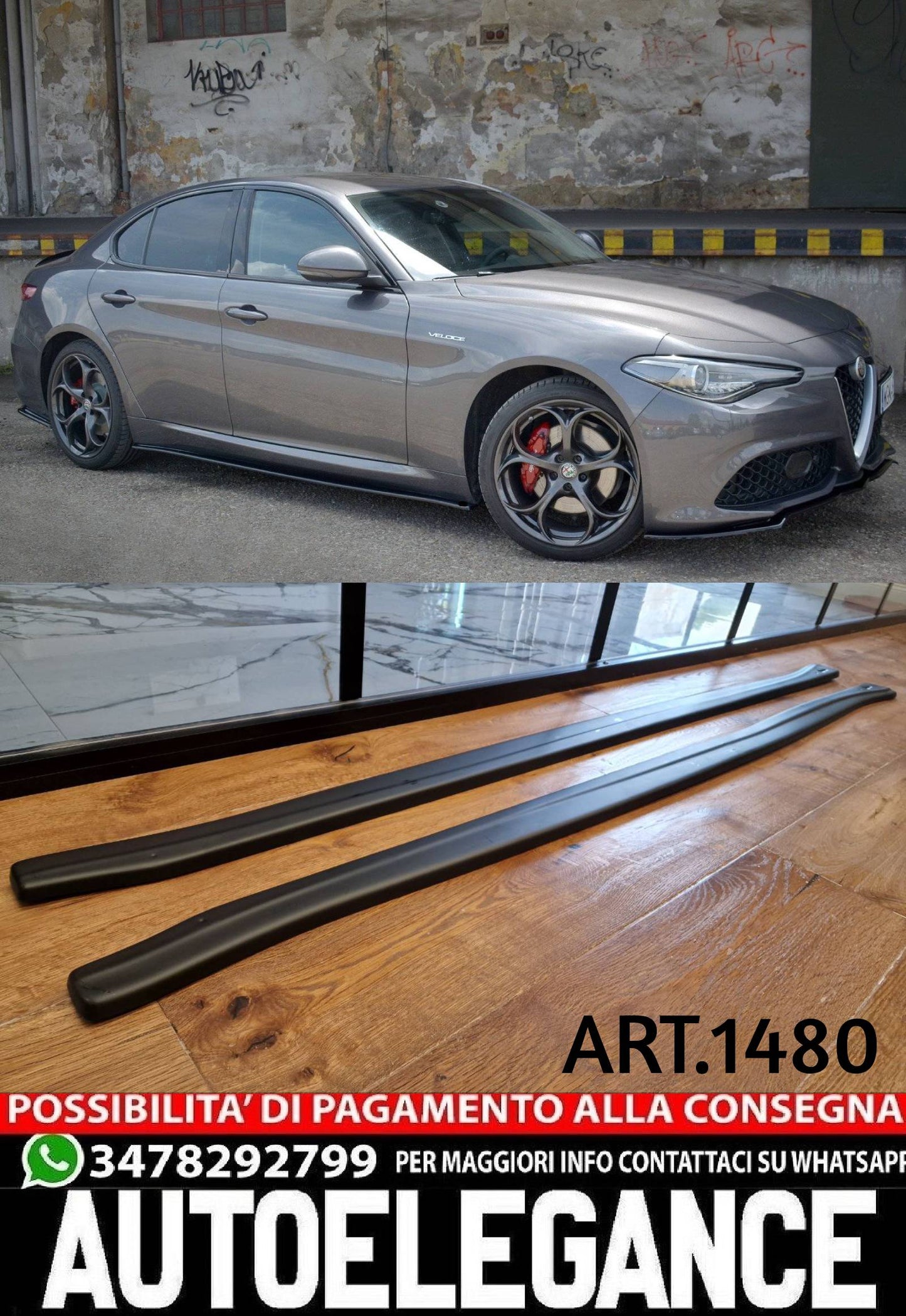 SOTTOMINIGONNE ADATTE PER ALFA ROMEO GIULIA SPECIFICHE NERO OPACO LOOK SPORTIVO