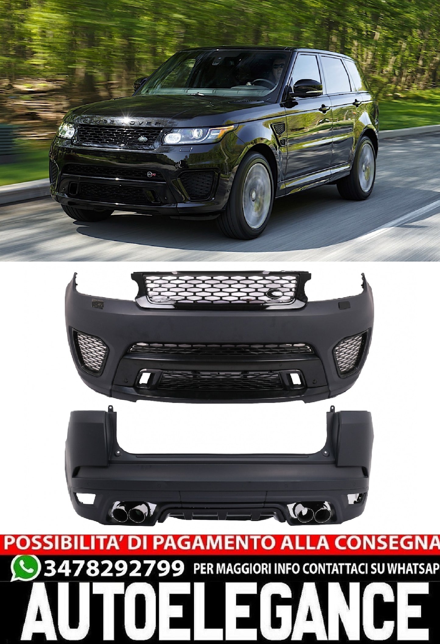 Body Kit compatible with Land Range Rover Sport L494 (2013-2017) SVR Design