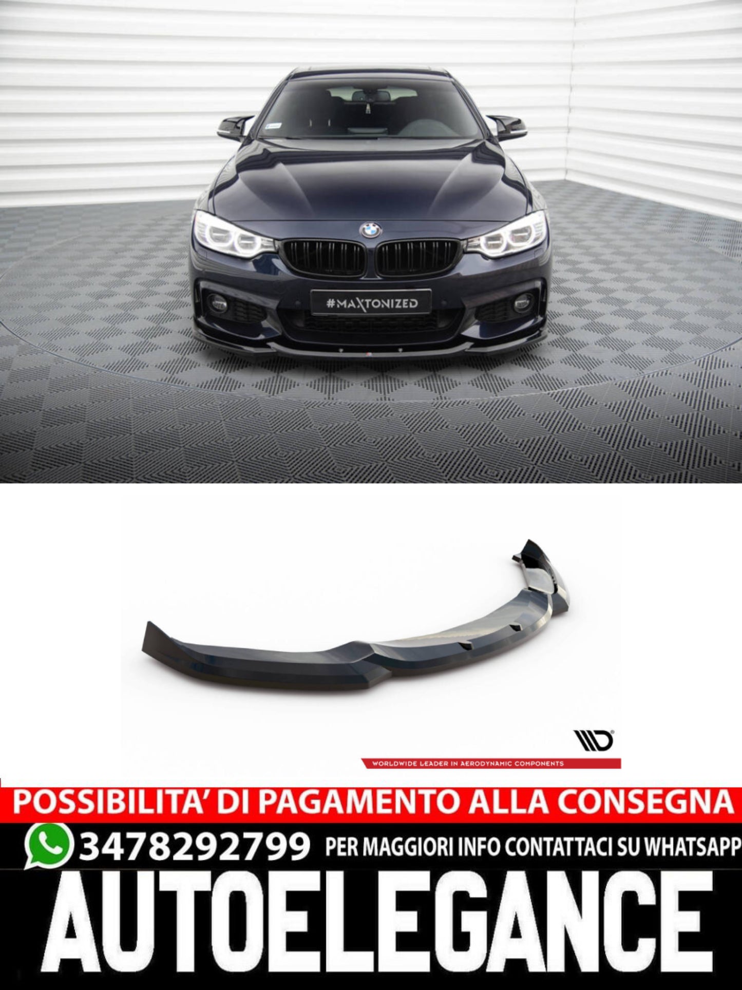 SPLITTER ANTERIORE ADATTO PER V.2 BMW 4 GRAN COUPE M-PACK F36  (2014-2017)