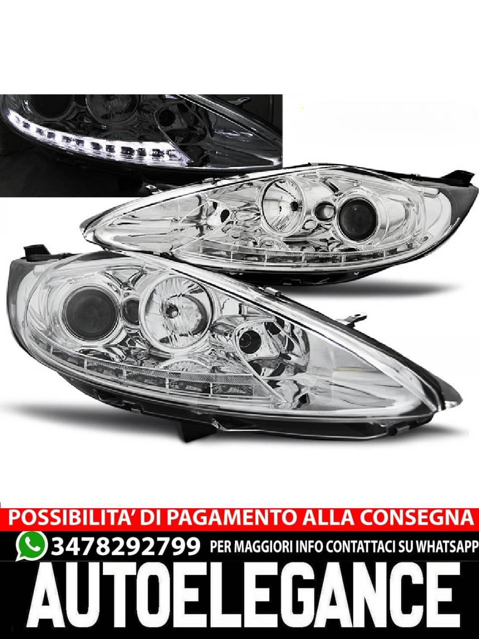 Fari per FORD FIESTA MK7 08.08-09.12 LUCE DIURNA CROMATA