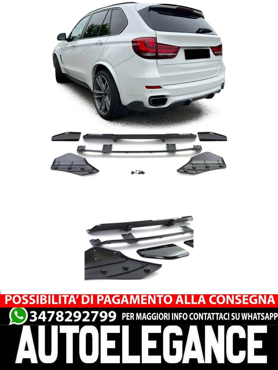 Diffusore posteriore performance nero lucido adatto per BMW X5 F15 13-18