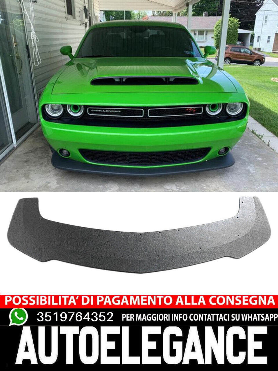 Front Spoiler Lip Spoiler Lip Fit For Dodge Challenger 2008-2020 