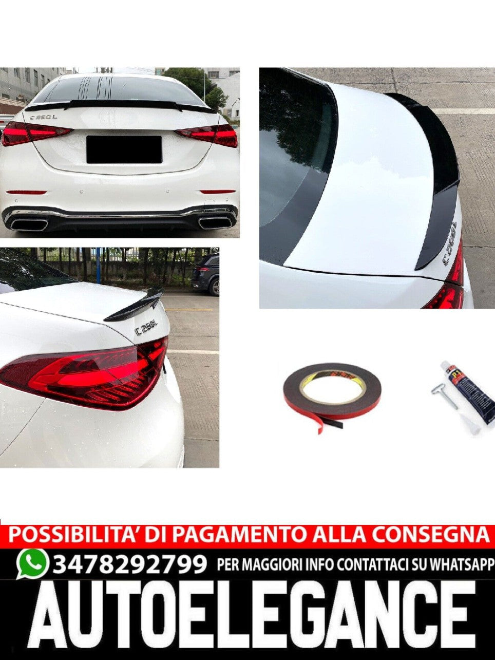 ADATTO PER MERCEDES-BENZ CLASSE C W206 SPOILER PARAFANGO POSTERIORE