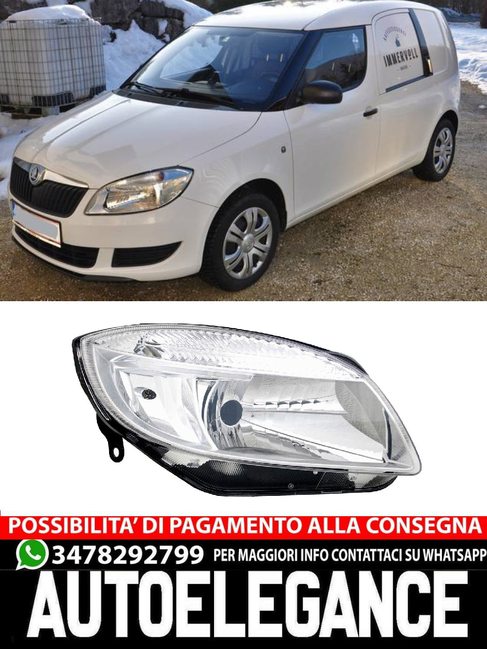 Faro anteriore destro per Skoda Fabia 2 Roomster Praktik + motore / H4