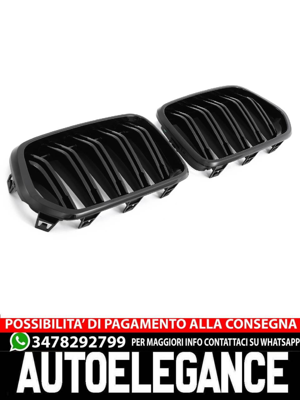 ADATTO PER BMW X2 F39 SPORT DOPPIA BARRA GRIGLIA NERO LUCIDO AUTOELEGANCERICAMBI