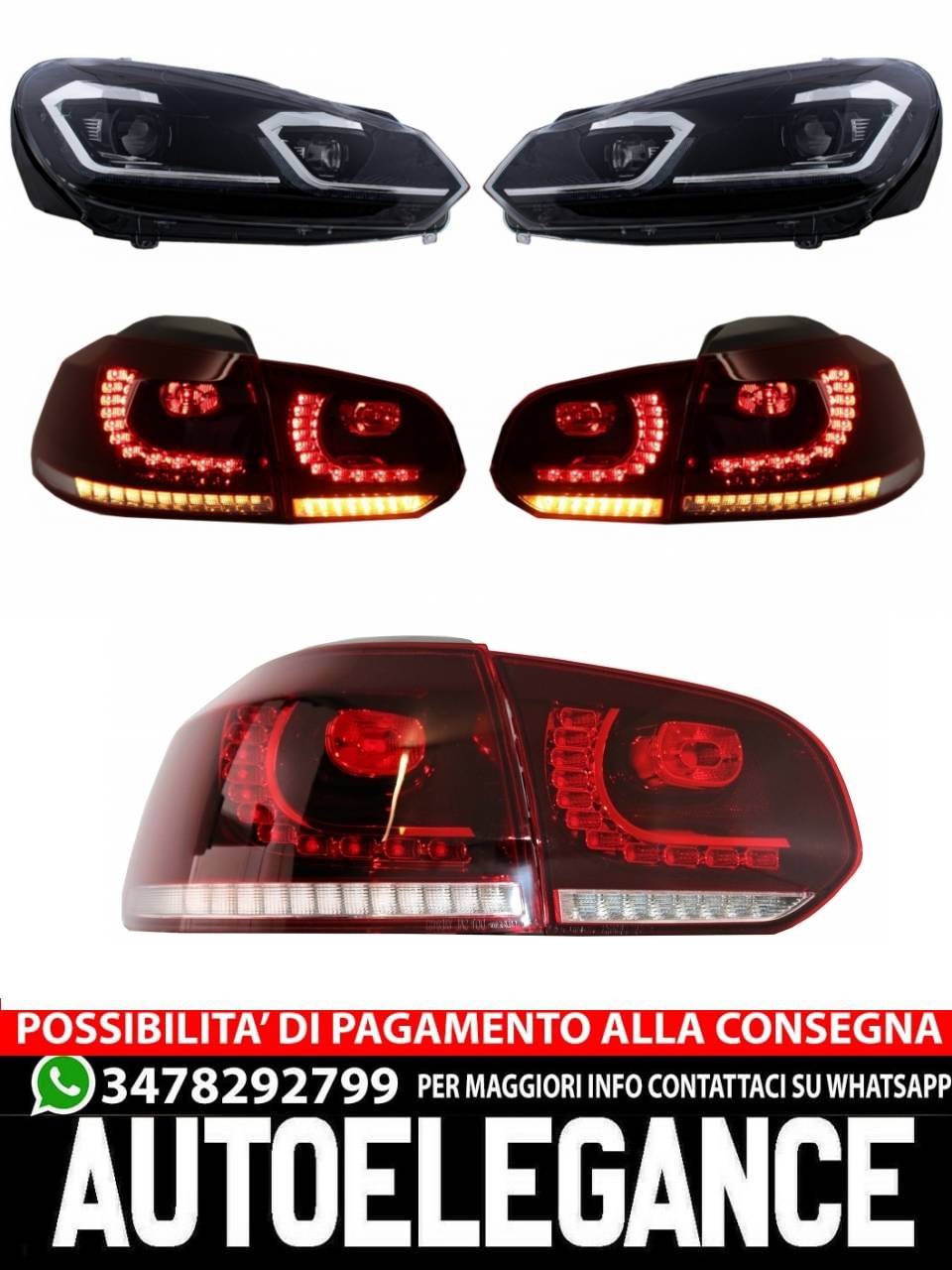 Fari anteriori e posteriori a LED adatti per VW Golf 6 VI (2008-2013)