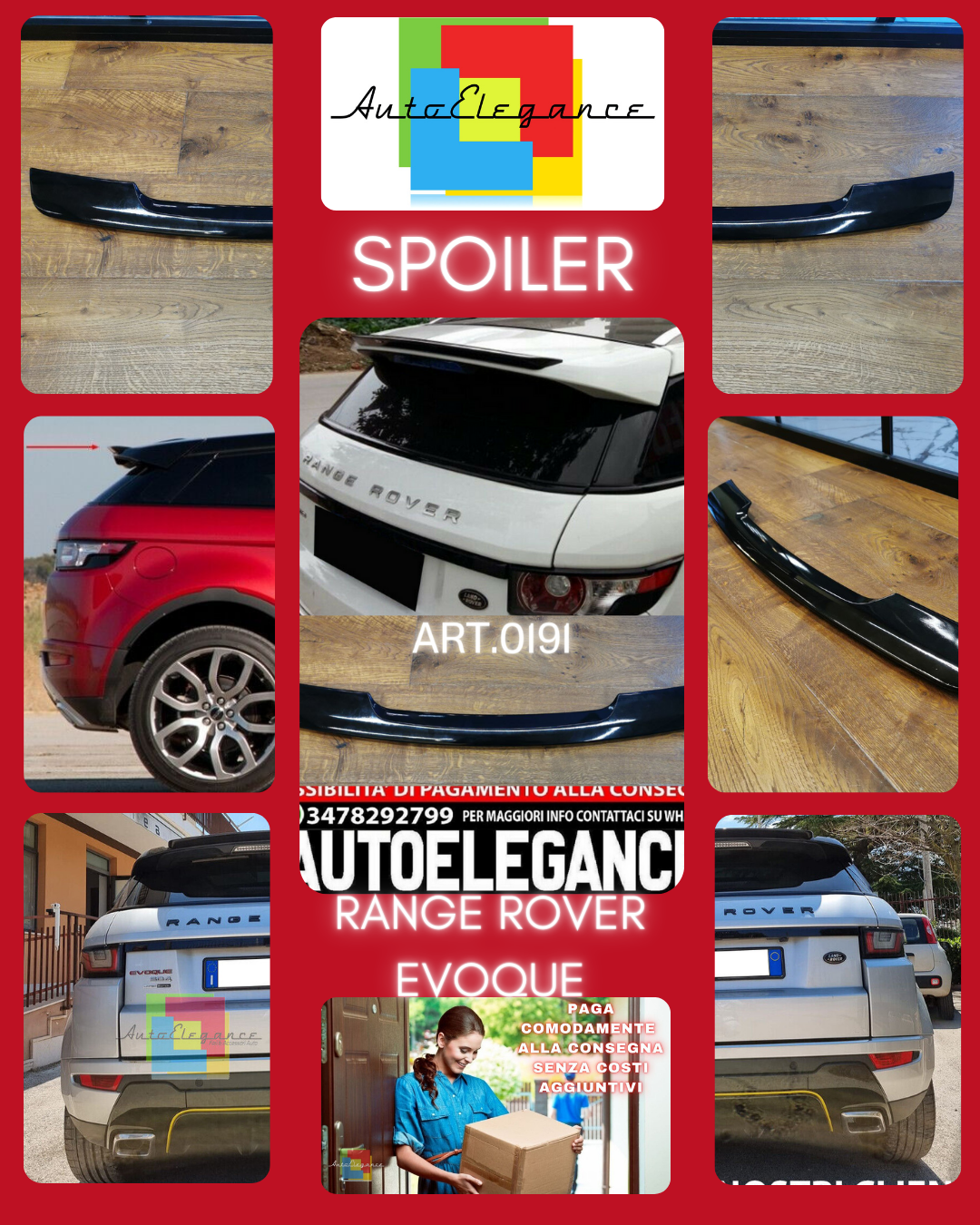 SPOILER POSTERIORE ADATTO PER RANGE ROVER EVOQUE 2011-2015 LOOK NERO LUCIDO