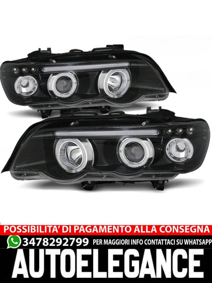 ANGEL EYES HEADLIGHTS BLACK for BMW X5 E53 09.99-10.03 
