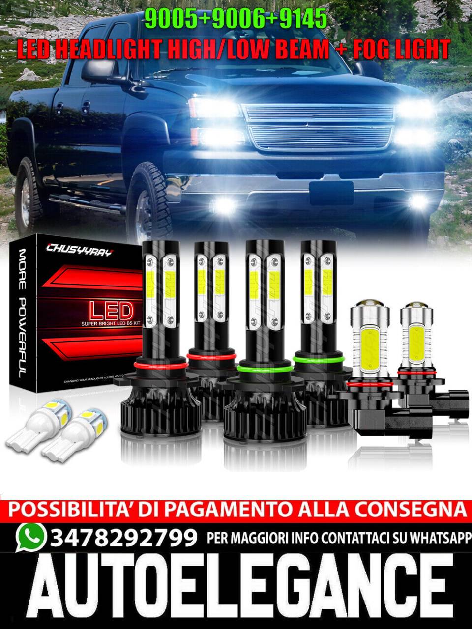 For Chevy Silverado 1500 2500 HD 2003-2005 2006 Bright LED Headlights + Bulbs