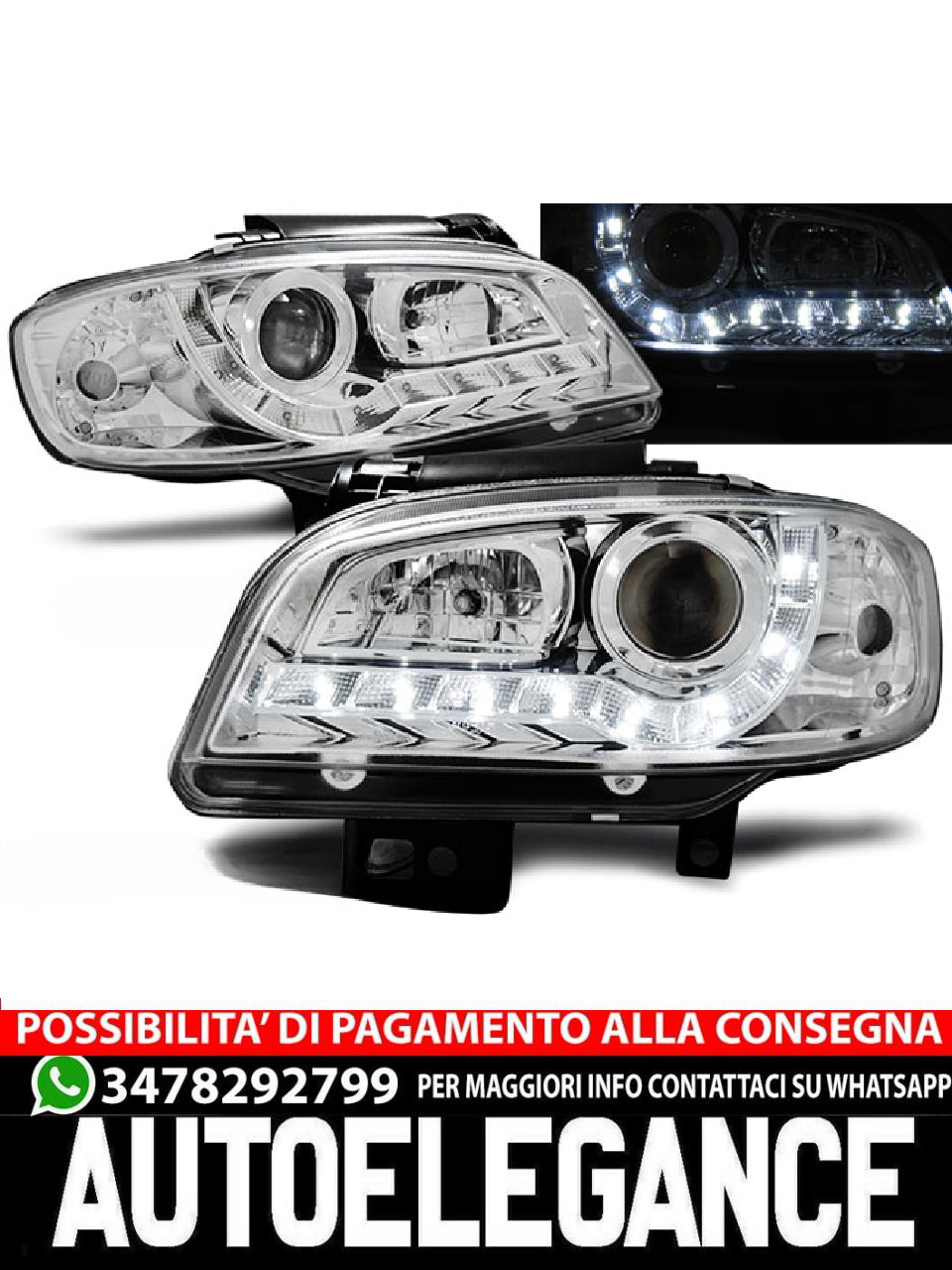 FARI ANTERIORI DAYLIGHT CHROME per SEAT IBIZA/CORDOBA 09.99-03.02