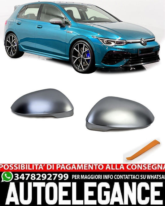 MIRROR CAPS SUITABLE FOR VW GOLF 8 SATIN GREY LOOK (NO LINE ASSIST)