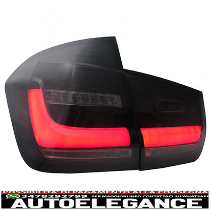 LED bar rear lights suitable for bmw 3 series f30 pre lci and lci (2011-2019) black smoke with dynamic sequential cornering light