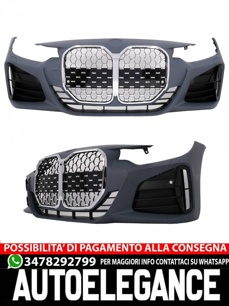 Paraurti anteriore adatto per BMW Serie 4 F32 F33 F36 2013-2017 Griglia cromata