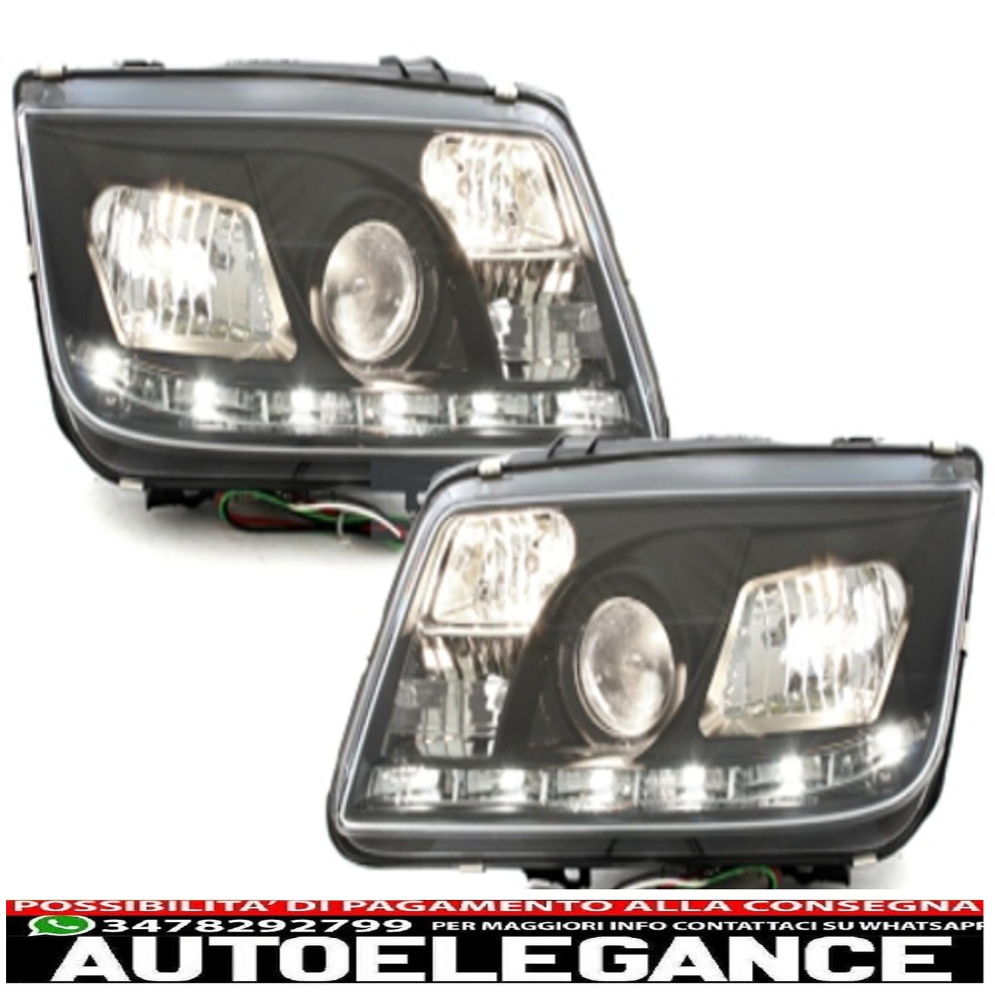 dayline headlights suitable for vw bora (09.1998-05.2005) drl black 