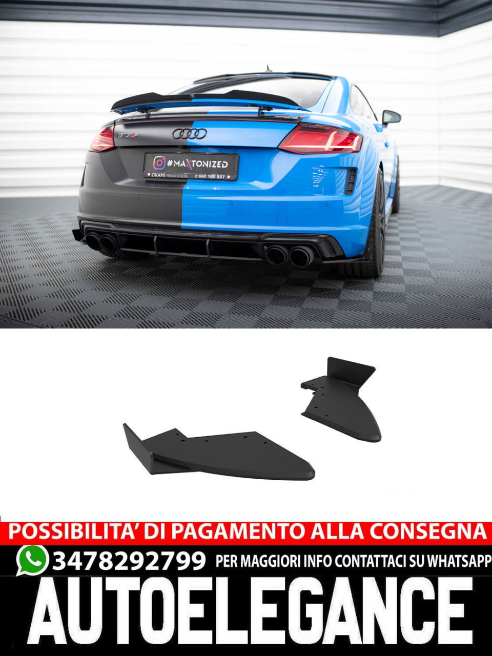 STREET PRO SPLITTER LATERALI POSTERIORI + FLAPS adatti compatibili per AUDI TT S 8V (2014-2018)