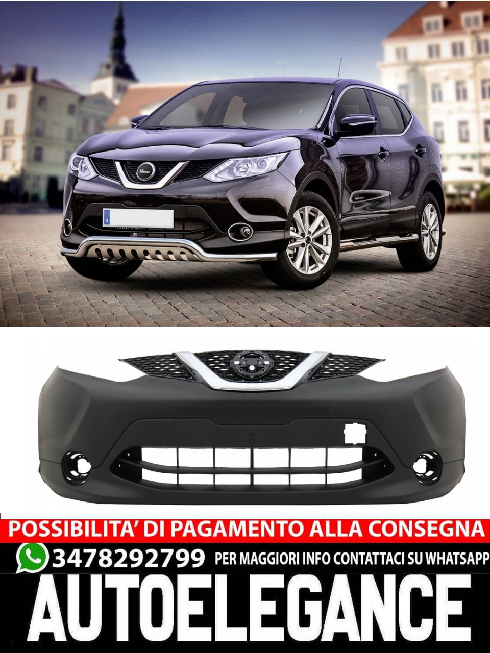 Paraurti anteriore adatto per NISSAN Qashqai Mk2 J11 (2014-2017)