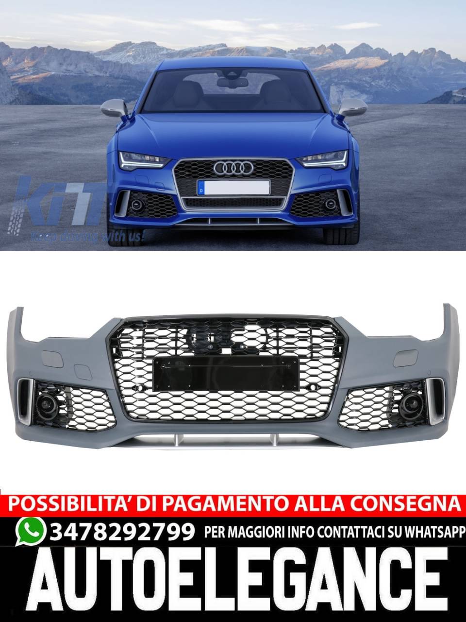 Paraurti anteriore adatto per Audi A7 4G Facelift (2015-2018) RS7 Design