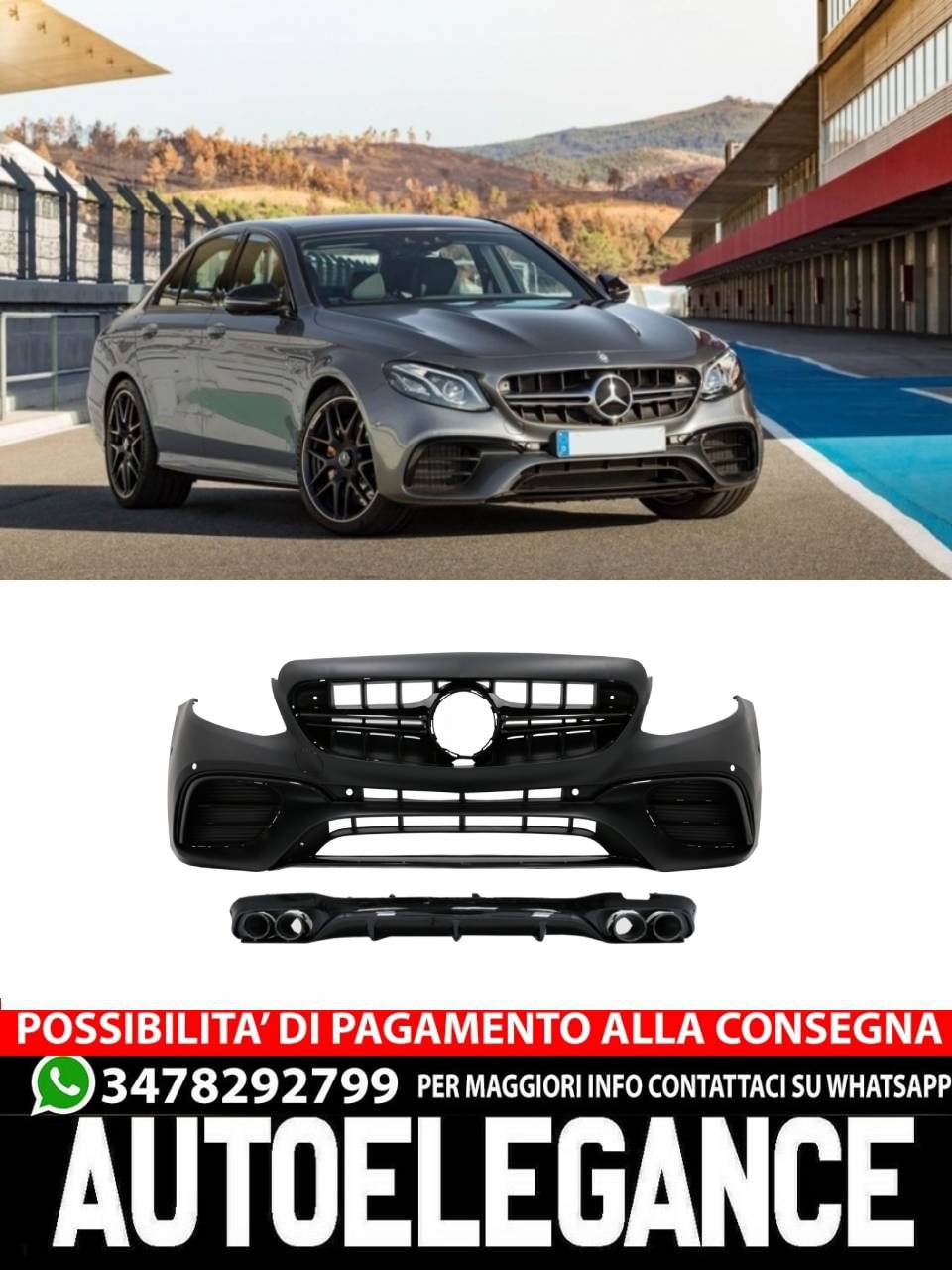 Paraurti anteriore con diffusore adatti per Mercedes Classe E W213 (2016-2019)
