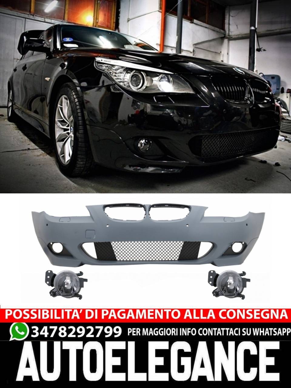 Paraurti anteriore con PDC 18 mm adatto per BMW Serie 5 LCI E60 E61 (2007-2010)