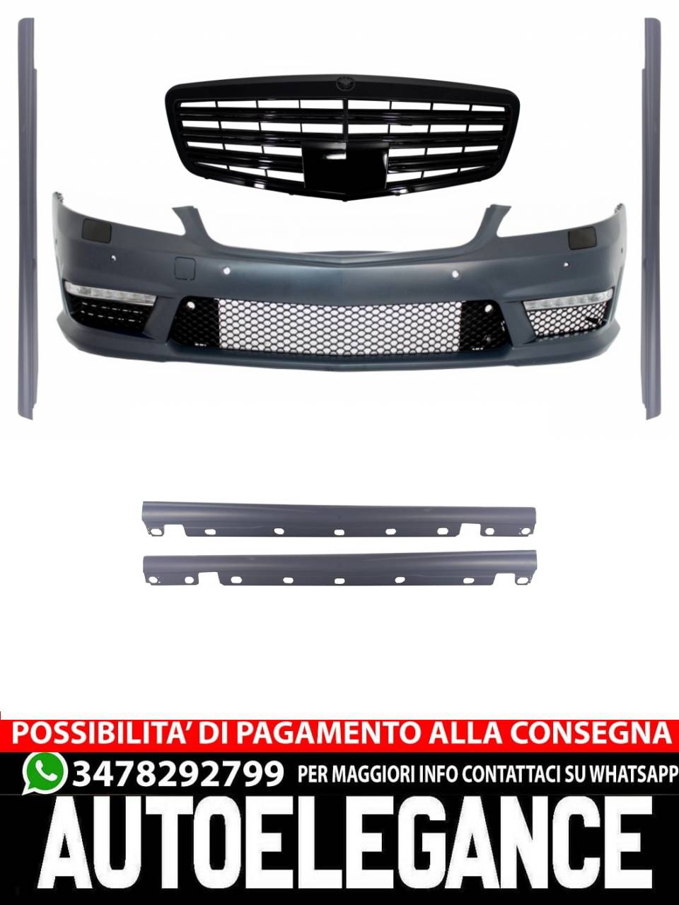 Paraurti Anteriore con Griglia adatta per Mercedes Classe S W221 (2005-2010)