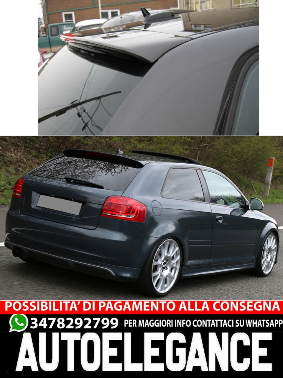 SPOILER  adatto per AUDI A3 8P STILE S-LINE 3 PORTE (2003-2013)