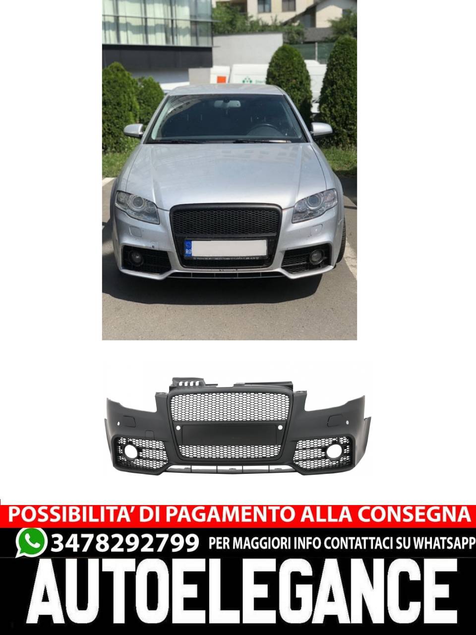 Paraurti anteriore con griglia anteriore adatto per Audi A4 B7 (2004-2008)