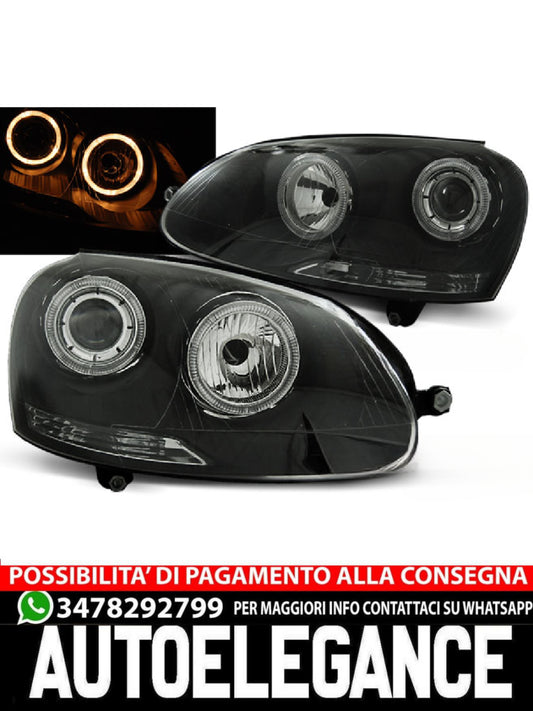 FARI ANTERIORI ANGEL EYES NERO ADATTI COMPATIBILI per VW GOLF 5 10.03-09