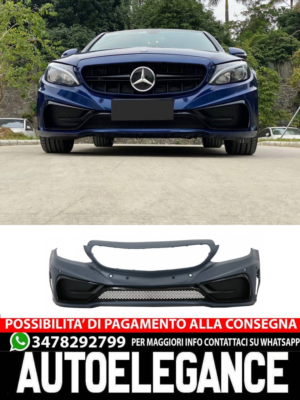 Paraurti anteriore e terminali di scarico adatti per Mercedes Classe C A205