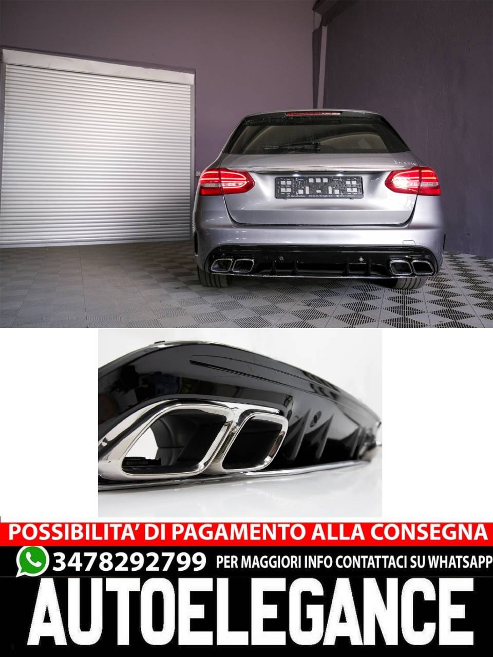 Paraurti anteriore con diffusore adatte per Mercedes Classe C W205 (2014-2020)