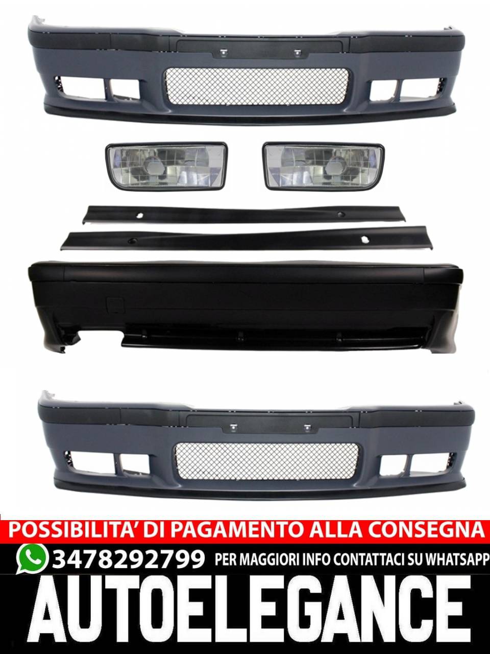 Complete body kit suitable for BMW 3 Series E36 1992-1998 with fog lights