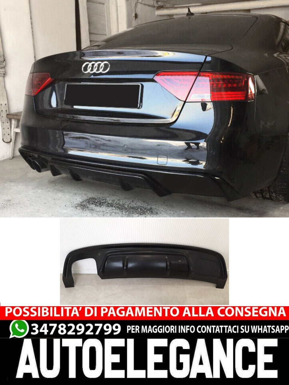 DIFFUSORE POSTERIORE ADATTO PER AUDI A5 SPORTBACK 8TA S-LINE LIFTING