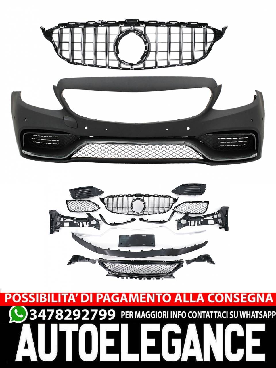 Front bumper with grille suitable for Mercedes C-Class W205 S205 C205 A205