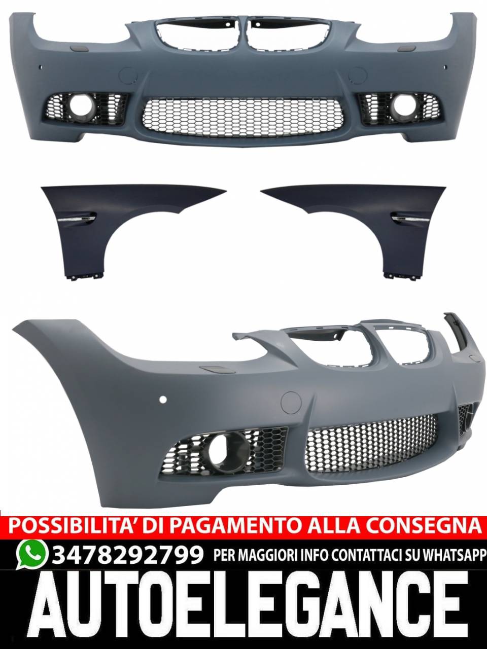 Paraurti anteriore con parafanghi adatto per BMW Serie 3 E92 (2006-2009)