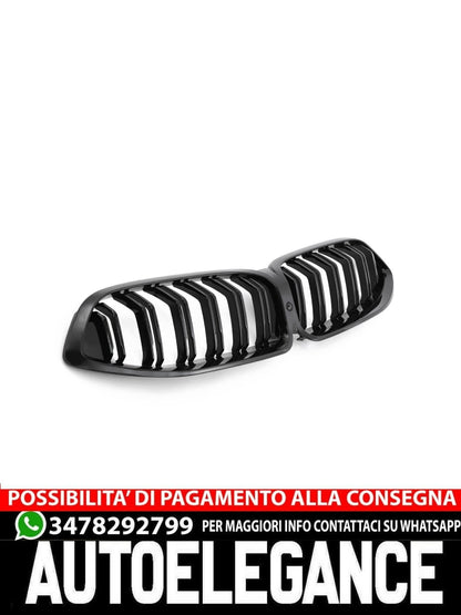 GRILLE FOR BMW 8 SERIES G14 G15 G16 RADIATOR DOUBLE BAR GLOSS BLACK 2018-2022