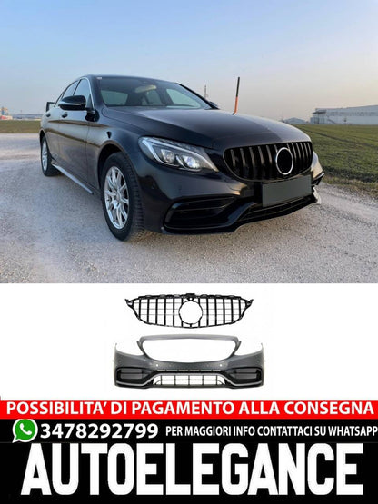 Paraurti anteriore con calandra nera adatto per Mercedes Classe C (2014-2018)