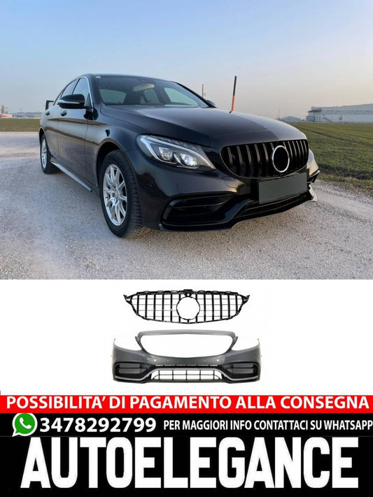 Paraurti anteriore con calandra nera adatto per Mercedes Classe C (2014-2018)