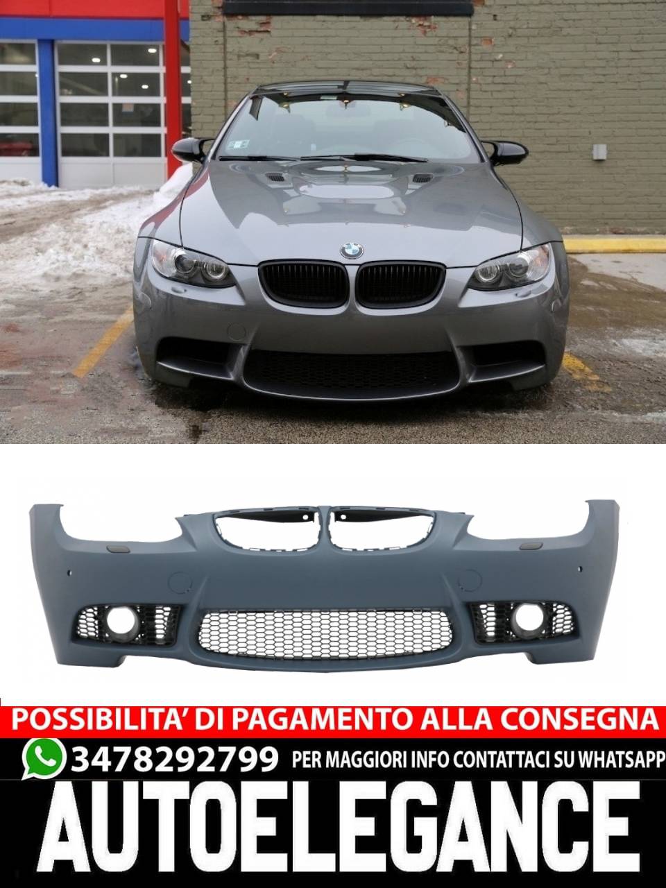 Paraurti anteriore adatto per BMW Serie 3 E92 E93 Coupe Cabrio (2006-2009)