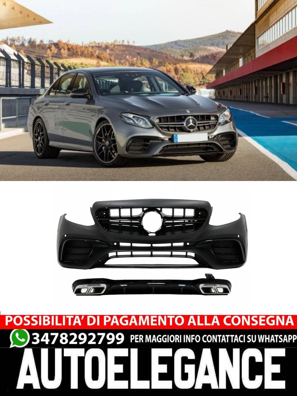 Front bumper with diffuser suitable for Mercedes E-Class W213 (2016-up)