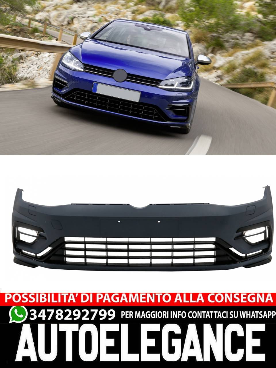 Front Bumper with LED DRL Suitable for VW Golf 7.5 (2017-2020) R Design