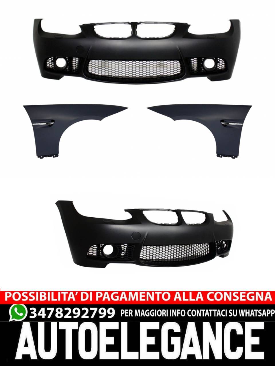 Paraurti anteriore con parafanghi adatto per BMW Serie 3 E92 Coupé E93 2006-2009