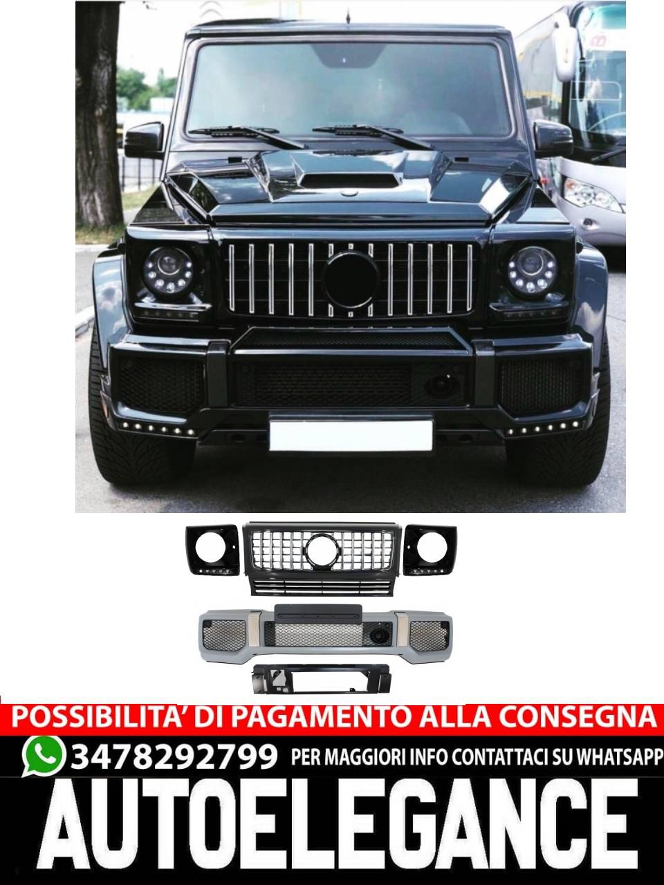 Paraurti anteriore adatto per Mercedes Classe G W463 1989-2012 con griglia G63