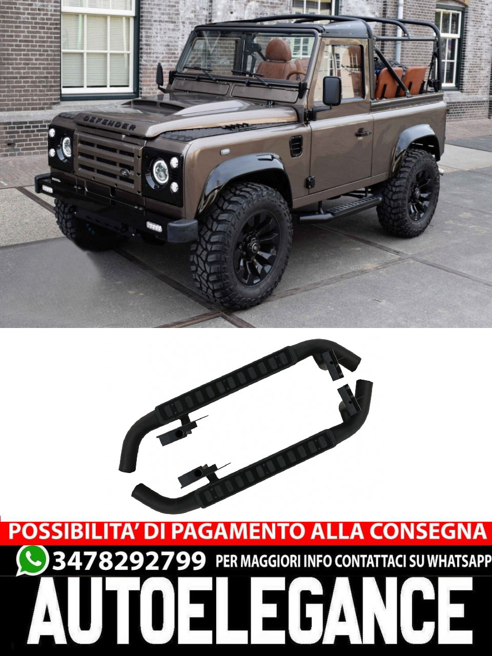 Pedane Pedane Adatte per Land Rover Defender 90 (1990-2016) Black Edition