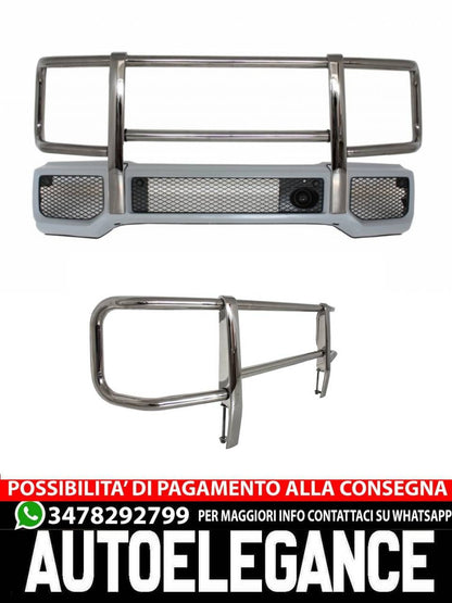 Paraurti anteriore con BullBar Nero Cromato adatto per Mercedes Classe G W463