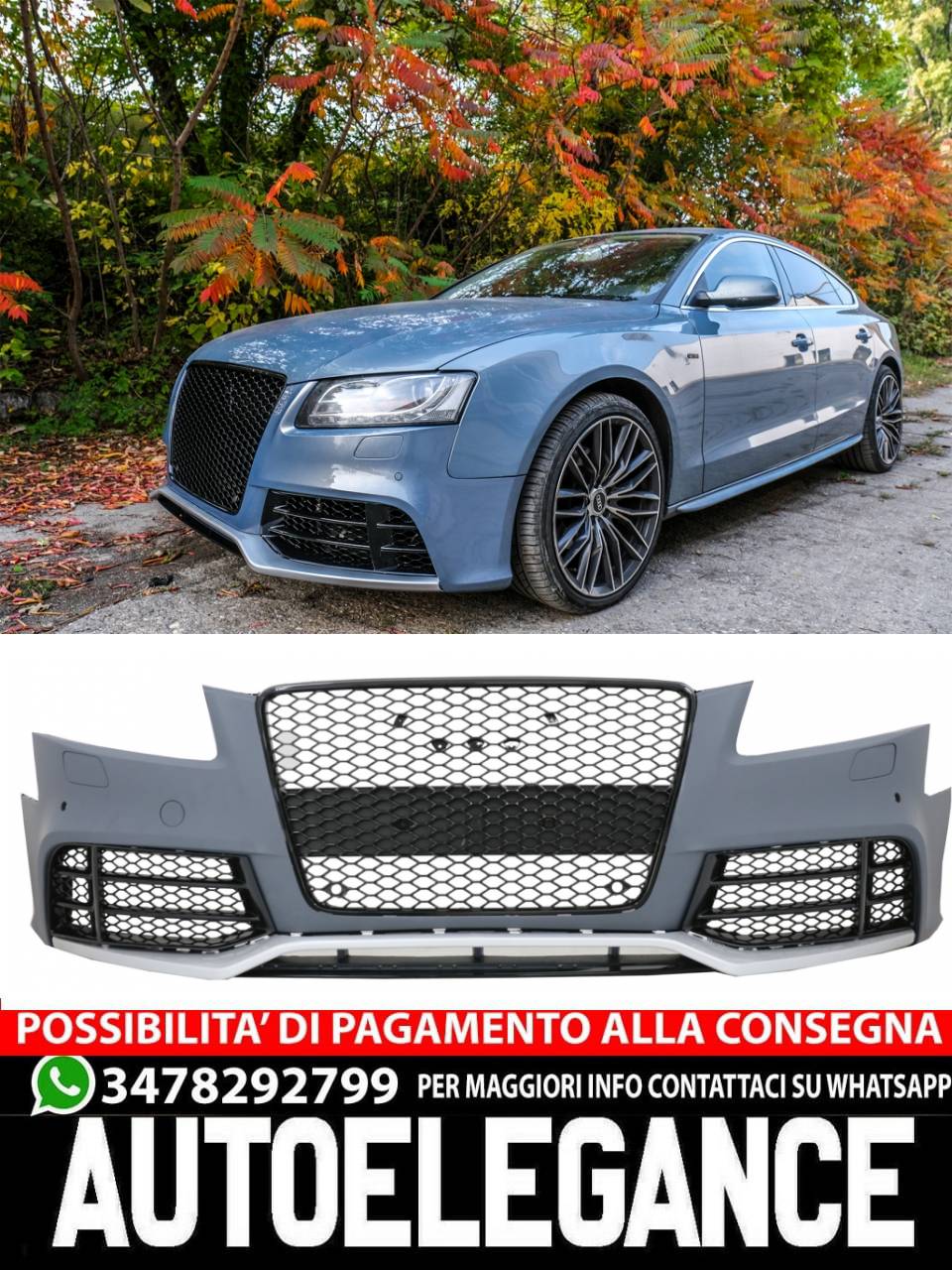 Front bumper suitable for Audi A5 8T Pre Facelift (2007-2011) RS5 Design