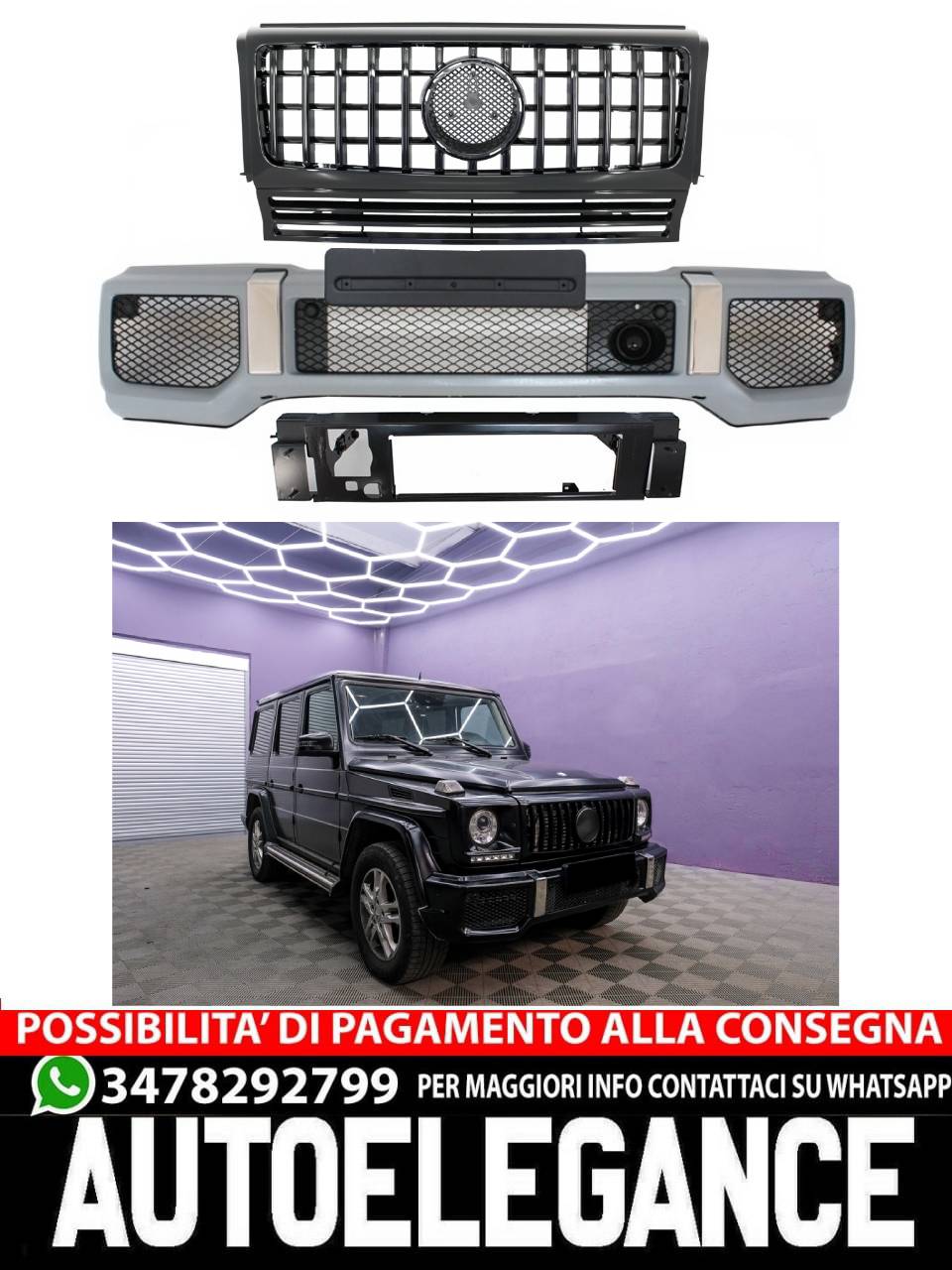 Paraurti anteriore con calandra adatta per Mercedes Classe G W463 (1989-2017)