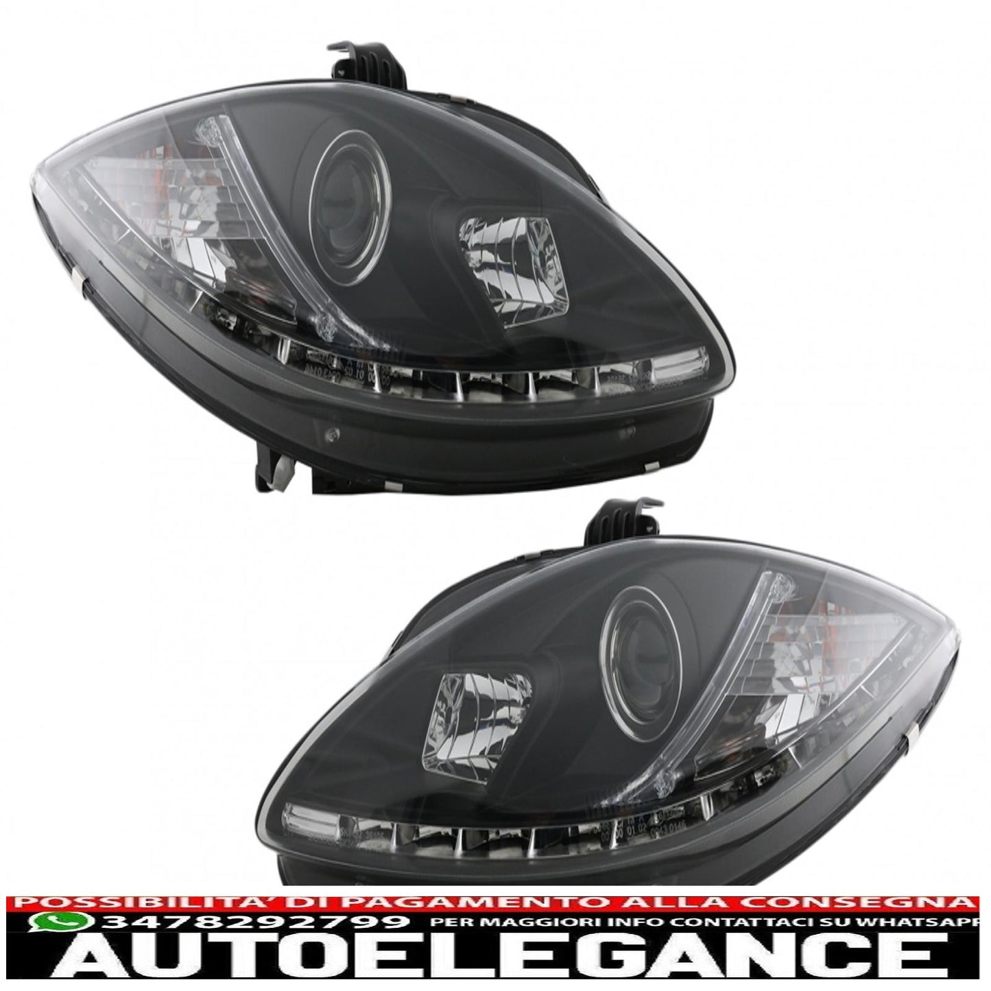 led drl headlights suitable for Seat leon altea toledo (06.2005-2009) black