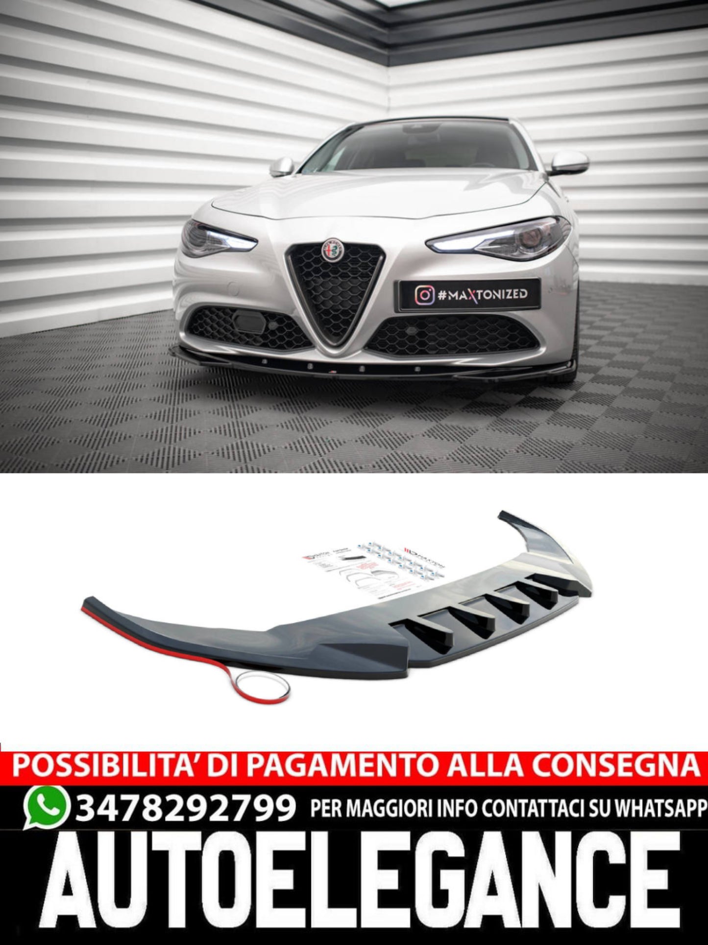 SPLITTER ANTERIORE ADATTO PER V.2 ALFA ROMEO GIULIA SPORT 2016 -