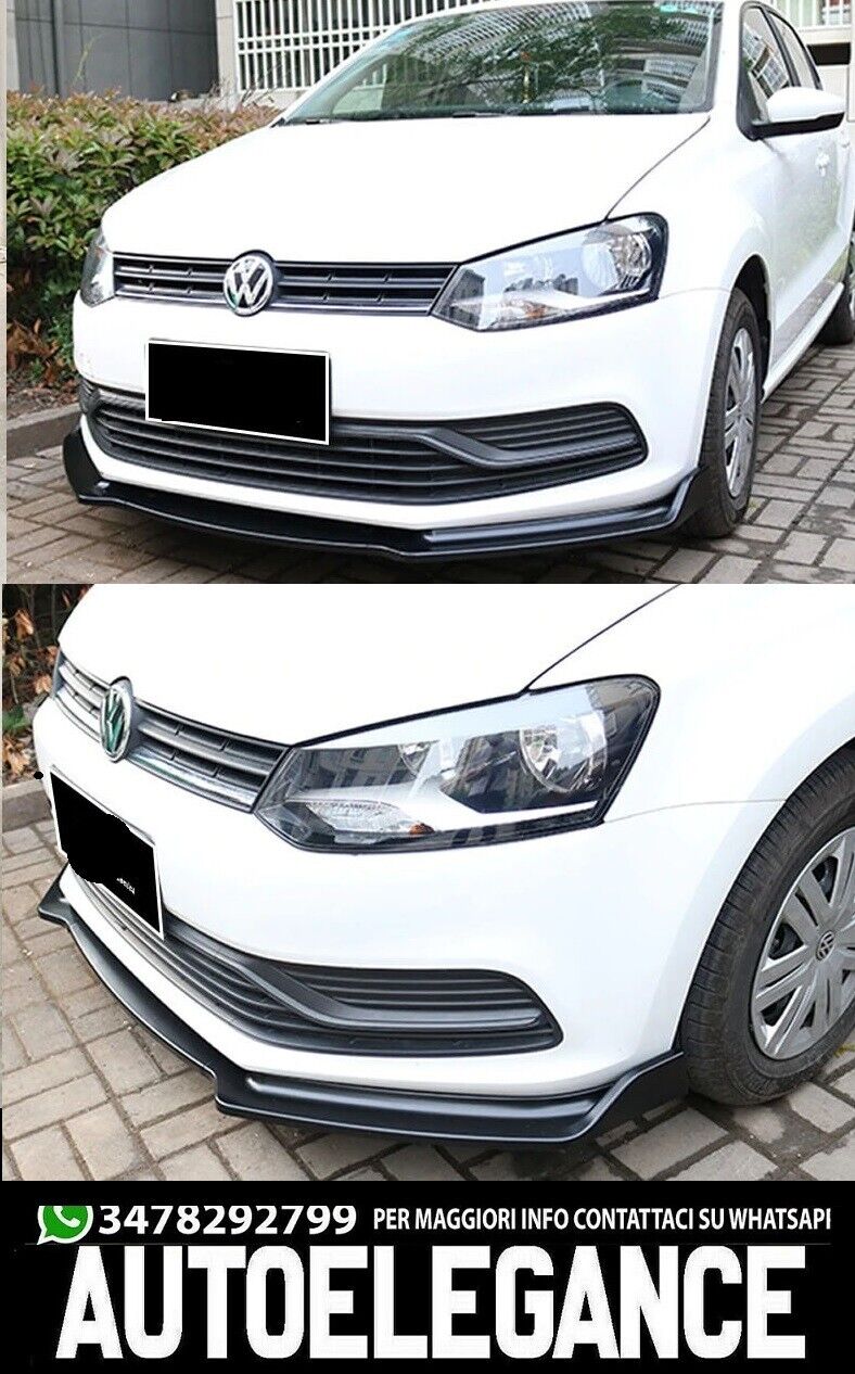 VW POLO 6R 6C FRONT BUMPER BLADE SPORT ABS BLACK SPLITTER 0079