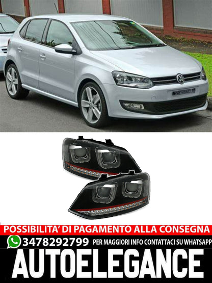 Set fari per VW Polo 6R / 6C con striscia rossa U-Tube LED