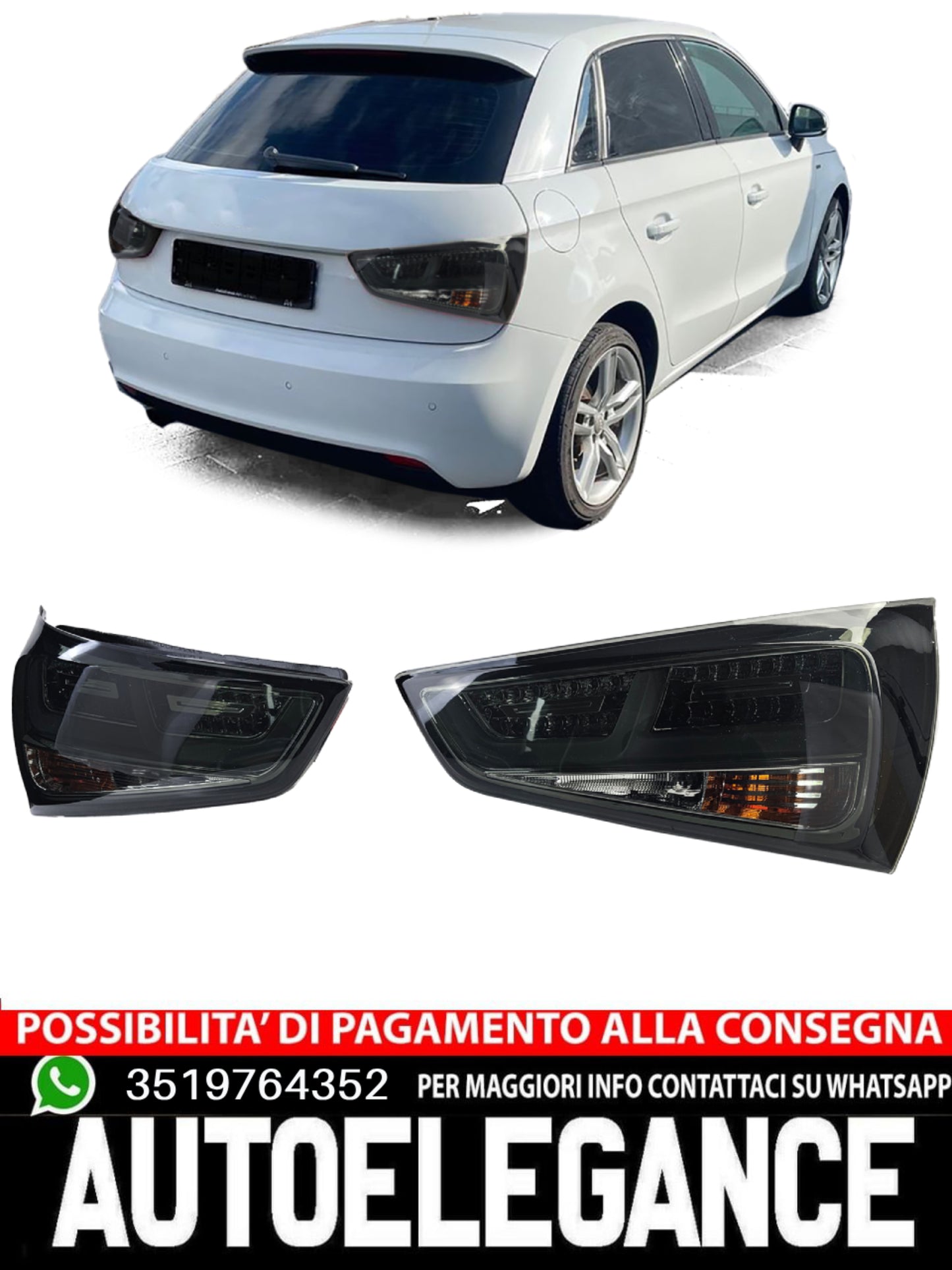 Fanali posteriori a LED Barra Luminosa Nera per Audi A1 8X anche Sportback 10-15